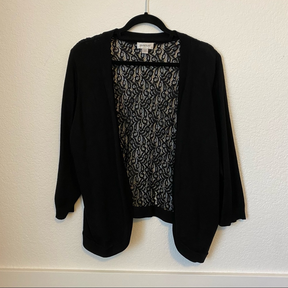 Open cardigan sweater with lace back